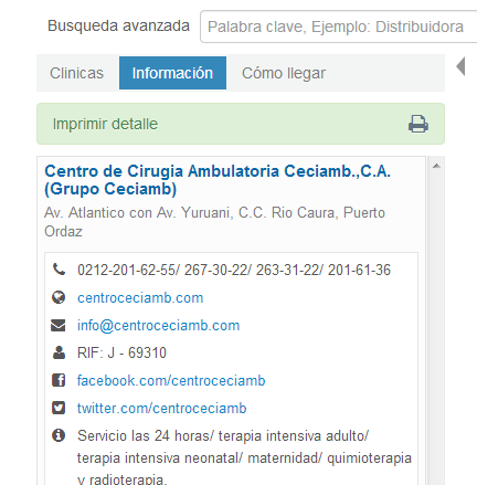 Hacer clic sobre información de la entidad