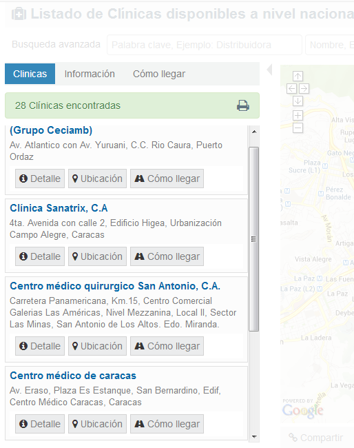 Lista de clinicas