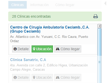 Seleccionar llevar a ubicación de clínica