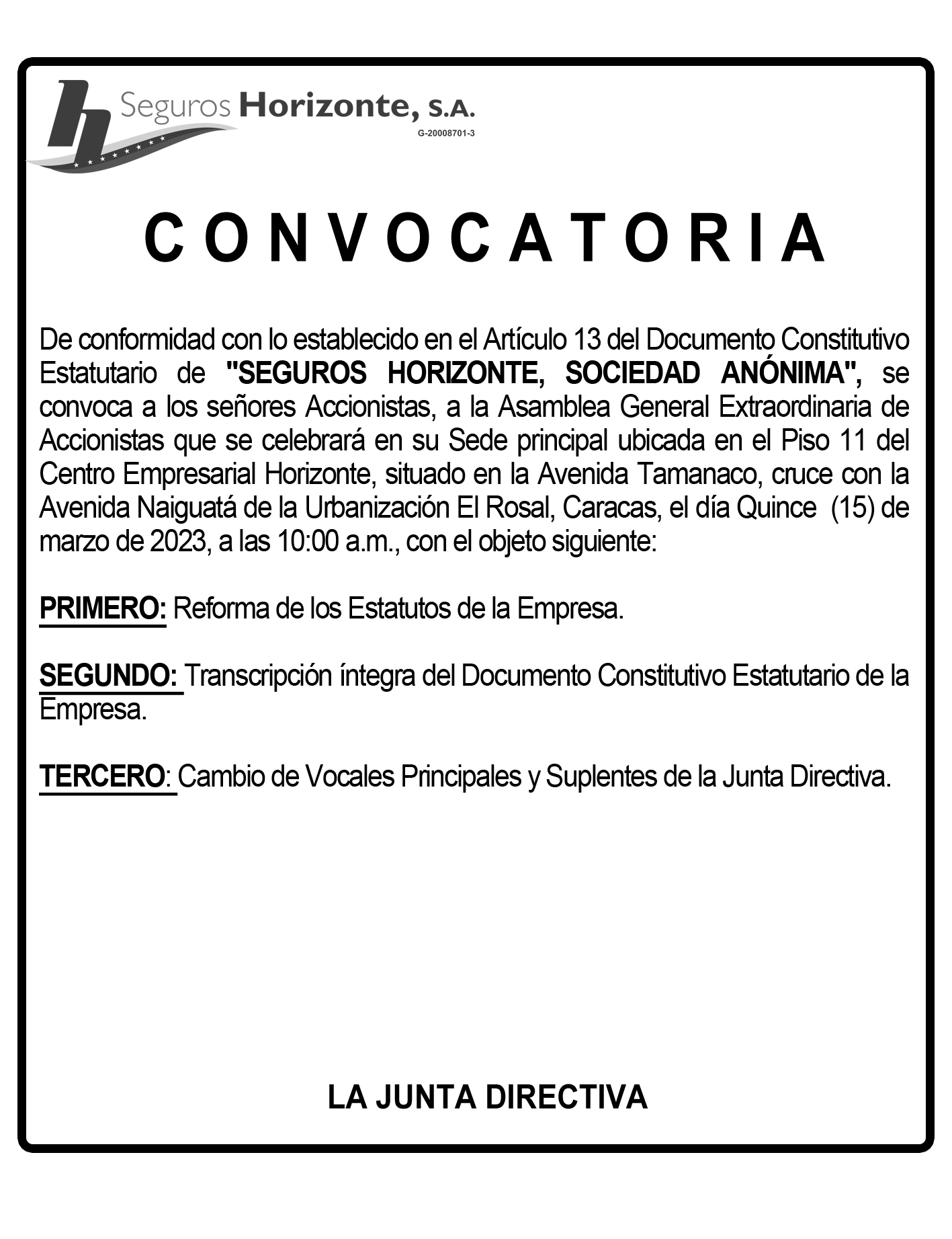 convocatoria MARZO 2023